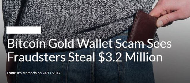 bitcoin gold wallet scam blockchain