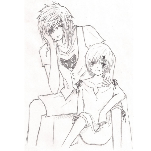 Download Romantic Anime Couple Sketch Wallpaper  Wallpaperscom