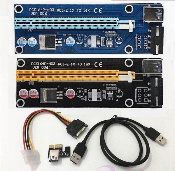 PCI-E PCI E PCIE Express 1x to 16x Riser Extender Adapter Card with 50cm USB 3.0 Cable Power for Bitcoin BTC Miner Machine 300set/lot