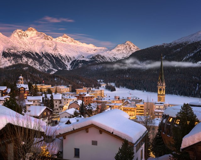 View of St Moritz in the Morning, Switzerland