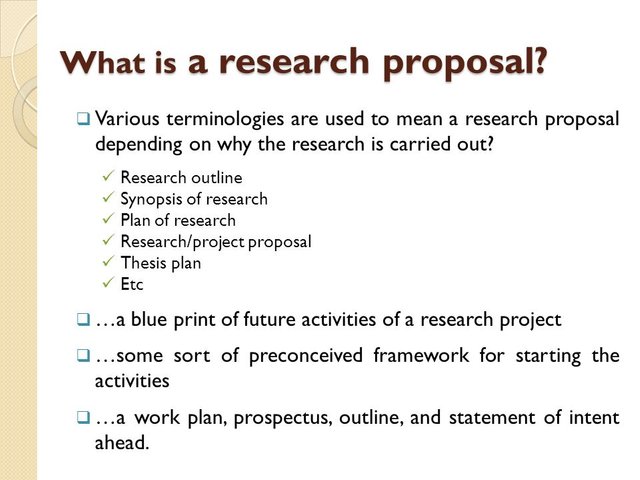 research proposal definition example