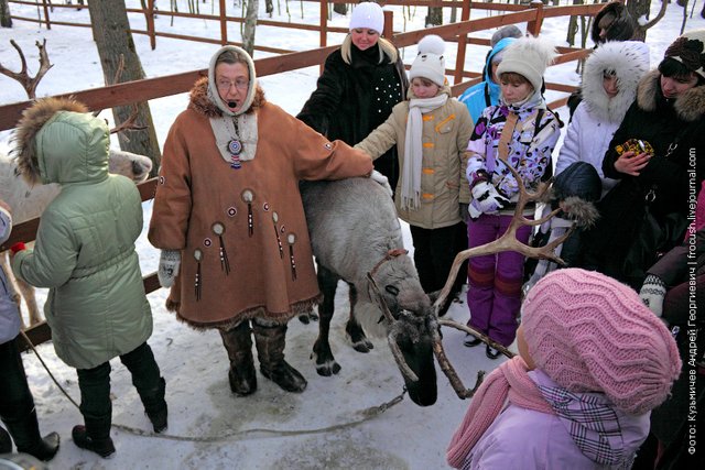 Tour guide on a reindeer farm