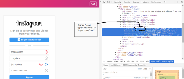 Step 3: Change type=password to type=text