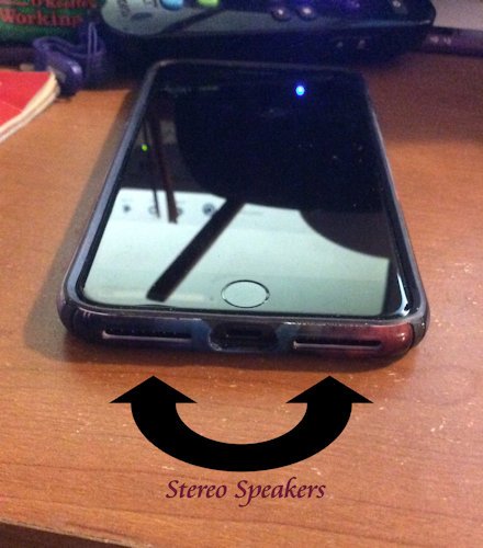 The bottom of the phone, showing the speakers