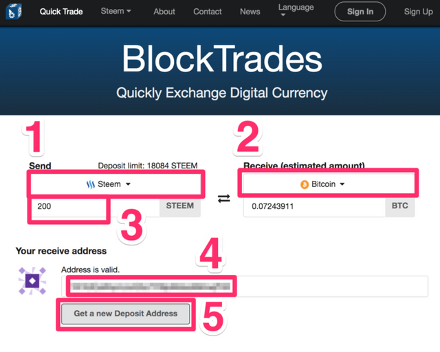 steem to coinbase bitcoin with blocktrades