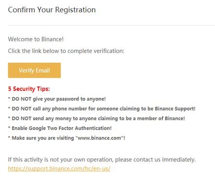 Binance Registrierung