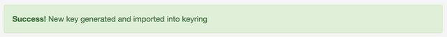 Mailvelope successful key generation notice