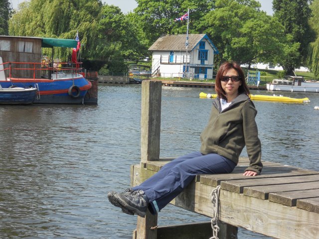 Relaxing by the Thames near Richmond, England
