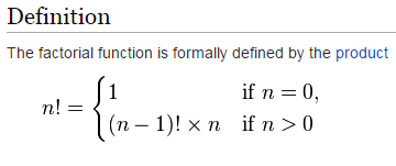 Formal definition of factorial