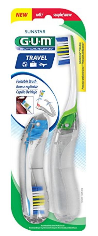 Sunstar 153V GUM Travel Toothbrush, Antibacterial Bristles, Value Pack