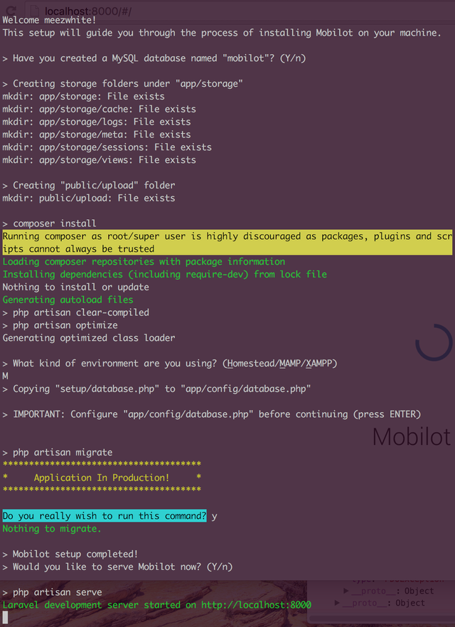 Mobilot initial project setup script