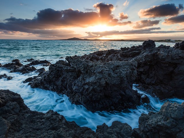 Volcanic rocks at a beach on Isabela island