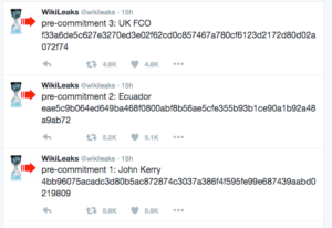 Wikileaks precommitment keys posted to Twitter