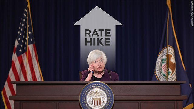 Federal Reserve chair Janet Yellen announces interest rate hike