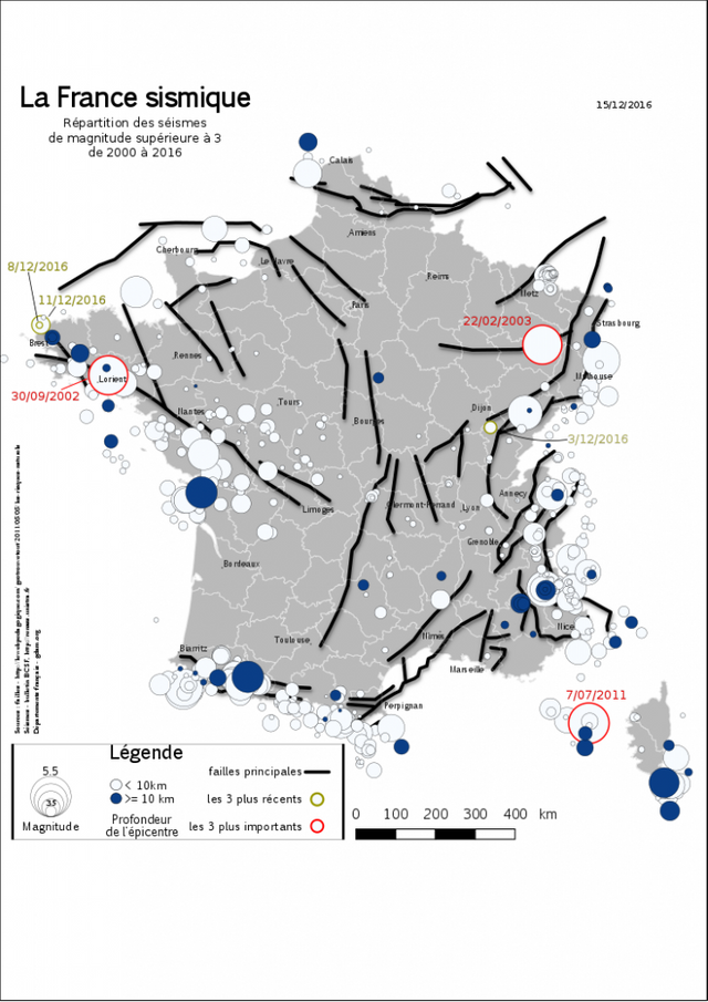 localisation des seismes en France