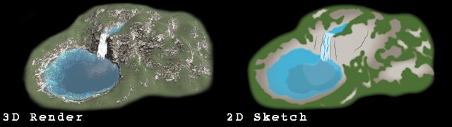 Isle Of Write Treasure Map Waterfall Lake Before and After