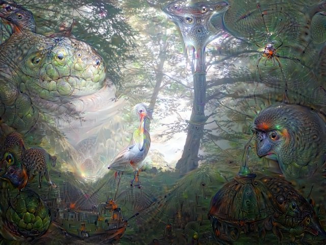 Deep Dream generated image of a forest