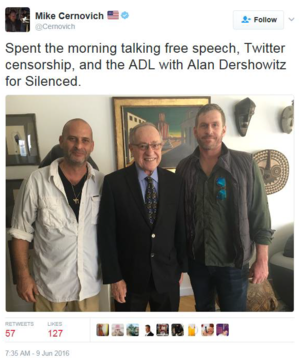 Twitter Photo of Dershowitz and Cernovich