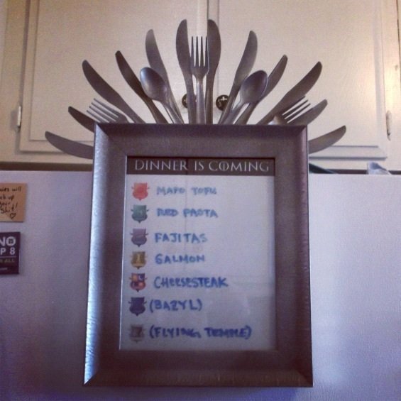 iron throne with silverware menu