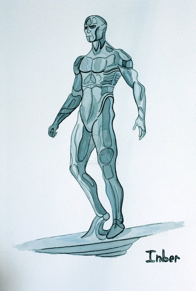 My silver surfer drawing, coloured pencils. Just finished him today. :  r/Marvel