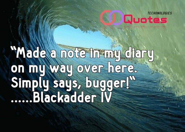 Blackadder IV quote|Made a note in my diary on my way over here. Simply says, bugger!