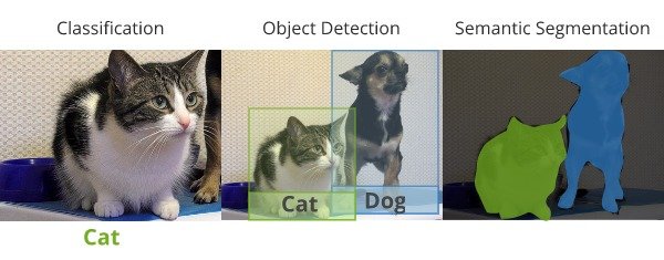 Image comparing classification segmentation and object detection