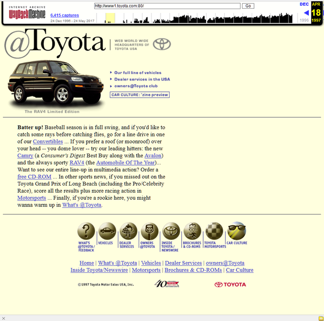 Toyota website in 1997