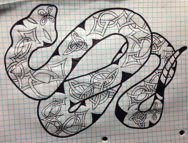 Celtic Snake. Doodle art by Meredith Loughran