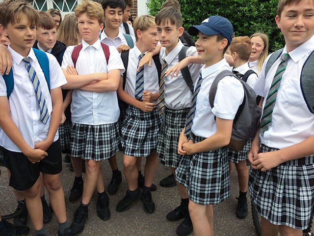 Boys Wear Skirts On A Hot Day To School In Protest At Being Told They Were Not Allowed To Wear Shorts