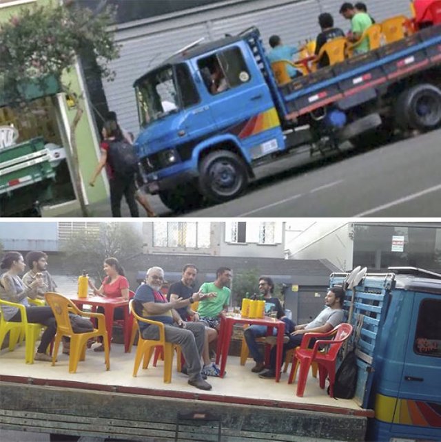 A Mayor In Brazil Prohibited Bar Owners From Setting Tables On The Sidewalk. Here's Their Solution