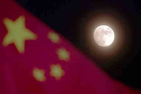 Moon over Chinese Flag