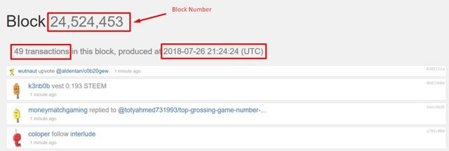 Block Page contains the details of each block in a blockchain