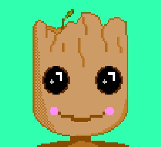 Baby Groot From Guardians Of The Galaxy Pixel Art Steemit