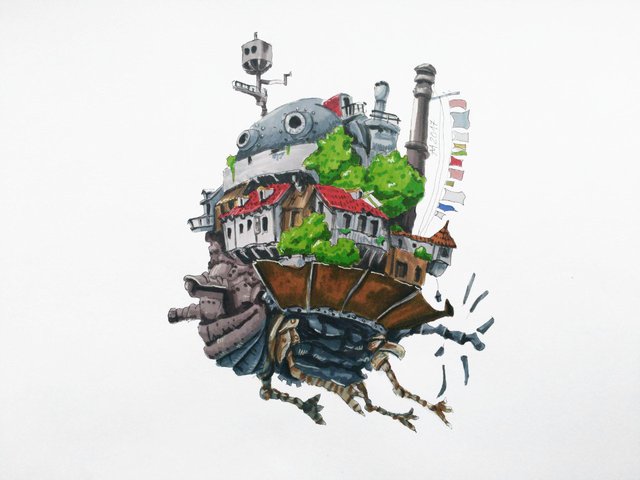 Art. Howl's moving castle Hayao Miyazaki. Full Process. With markers. —  Steemit