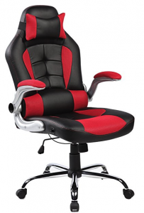 Merax High-Back Ergonomic Pu Leather Office Chair Racing Style Swivel Chair Computer Desk Lumbar Support Chair Napping Chair