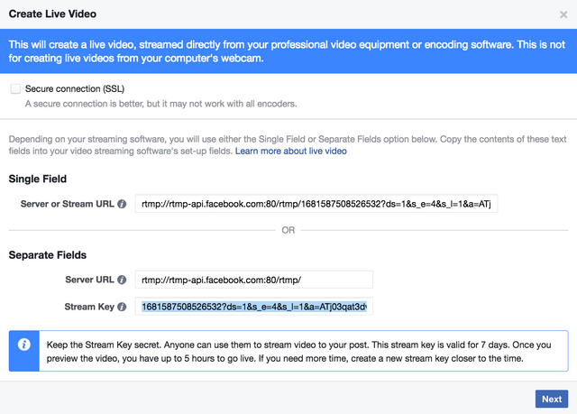 Facebook Stream Key