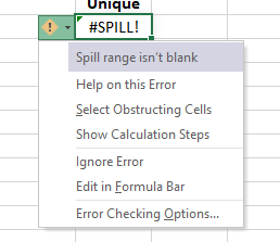 Excel Dynamic Arrays