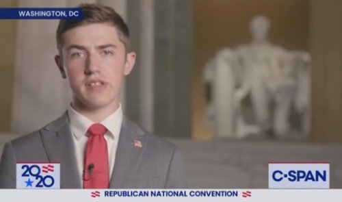 Nick Sandmann addresses the 2020 Republican National Convention. Screenshot from CSPAN coverage.