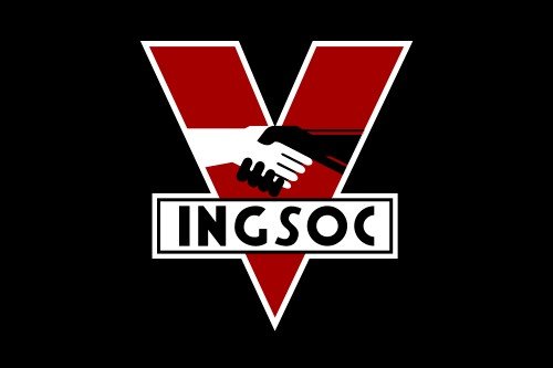 Flag of the ruling Ingsoc party in the 1984 film 1984. Author: Thespooondragon. Creative Commons Attribution-Share Alike 4.0 International license.