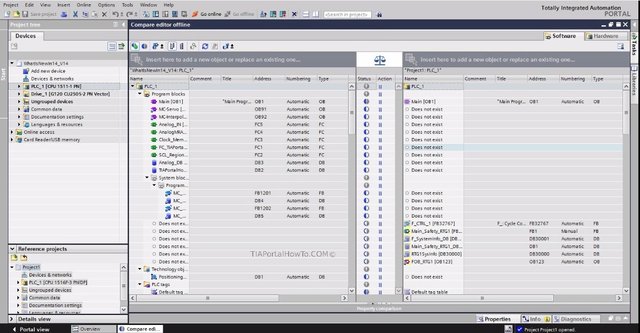 TIA Portal how to compare two offline projects