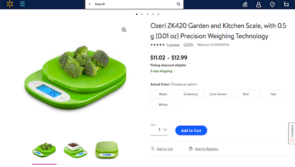 Food Scale sold on Walmart.com