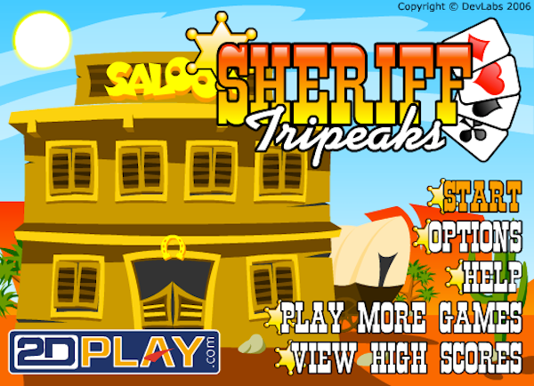 A photo of the main screen for the game Sheriff Tripeaks