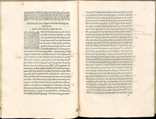 Page spread from the Aristoteles "Opera" by Aldus Manutius