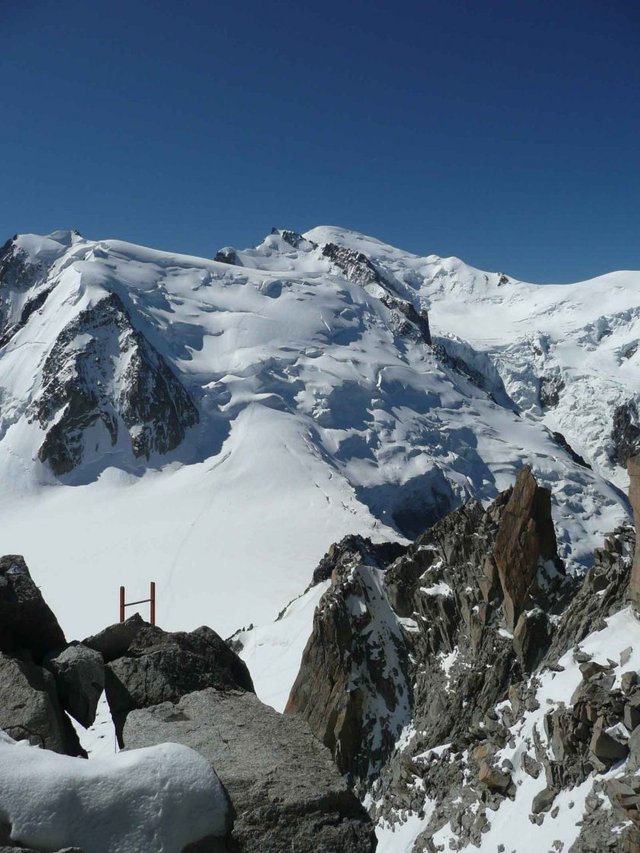 Mont Blanc—4,810 m of rock, snow, ice and dreams rises high above the town.