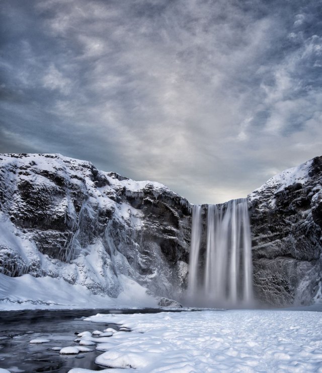 Skógafoss waterfall during winter, Iceland