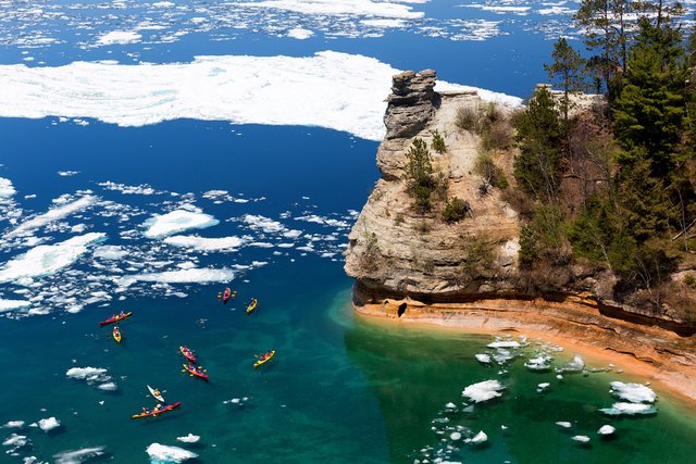 Pictured Rocks National Lakeshore in Michigan, one of the most beautiful lakeshores in America