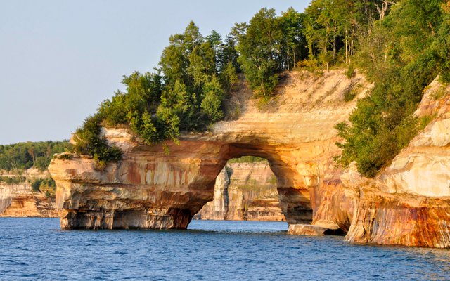 Pictured Rocks National Lakeshore in Michigan, one of the most beautiful lakeshores in America