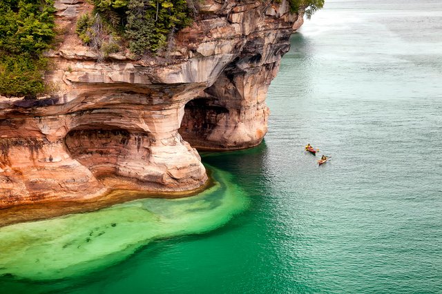 Pictured Rocks National Lakeshore in Michigan, one of the most beautiful lakeshores in America