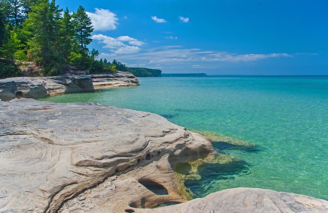 Pictured Rocks National Lakeshore in Michigan, one of the most beautiful lakeshores in America