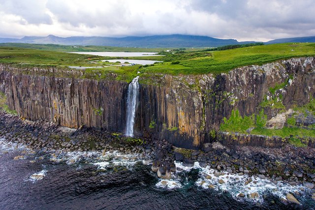 Kilt Rock and Mealt Falls on the Isle of Skye in Scotland